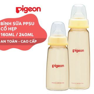 Bình sữa Pigeon 240ml cổ hẹp PPSU Plus với núm vú silicone siêu mềm D11262100