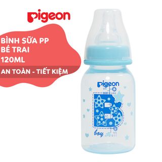 Bình sữa Pigeon 120ml cổ hẹp PP cao cấp bé trai D11241100 giá sỉ