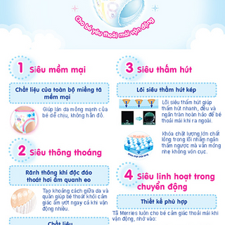 Bỉm/Tã quần Merries size L 44 miếng (cho bé 9 - 14kg)