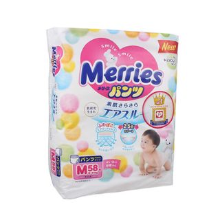 Bỉm/Tã quần Merries size M 58 miếng (cho bé 6-11kg)