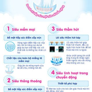 Bỉm/Tã dán Merries size M 64 miếng (cho bé 6 - 11kg)