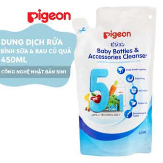 Dung dịch súc rửa bình sữa và rau củ quả Pigeon ECO túi 450ml 5in1 D72306100 giá sỉ