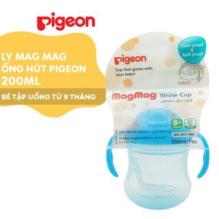 Bình tập uống Pigeon 200ml có tay cầm và ống hút Mag Mag xanh dương D74104800 giá sỉ