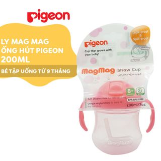 Bình tập uống Pigeon 200ml có tay cầm và ống hút Mag Mag hồng D74104700 giá sỉ