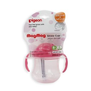 Bình tập uống Pigeon 200ml có tay cầm và ống hút Mag Mag hồng D74104700