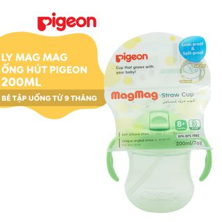 Bình tập uống Pigeon 200ml có tay cầm và ống hút Mag Mag xanh lá D74104600 giá sỉ