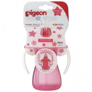 Bình uống nước Pigeon 150ml có tay cầm và ống hút hồng D74112200 giá sỉ