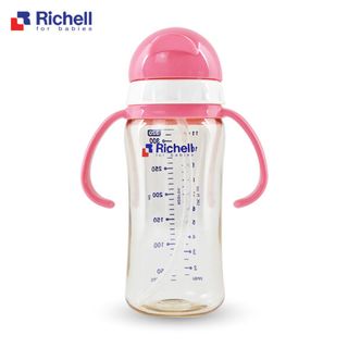 Bình tập uống Richell nhựa PPSU có ống hút 320ml - Hồng giá sỉ