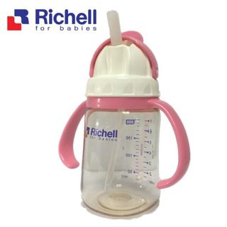 Bình tập uống Richell nhựa PPSU có ống hút 200ml - Hồng giá sỉ
