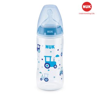 Bình sữa cảm biến nhiệt NUK nhựa PP 300ml núm ti Silicone S2 - M (Xanh)