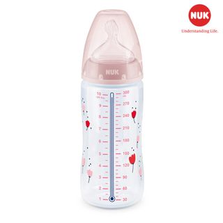 Bình sữa cảm biến nhiệt NUK nhựa PP 300ml núm ti Silicone S2 - M (Xanh)