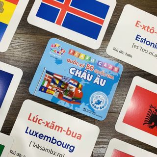 Thẻ học thông minh, thẻ quốc kỳ các quốc giá trên thế giới gồm 175 thẻ Flashcard loại to của 5 châu lục song ngữ Anh – Việt