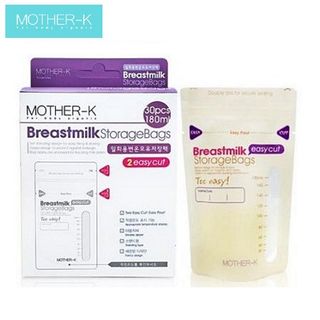 Túi trữ sữa cảm ứng nhiệt miệng cắt Mother-K Hàn Quốc 180ml (Hộp 30 túi) giá sỉ