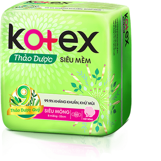 Băng vệ sinh Kotex thảo dược siêu mỏng có cánh 8 miếng (lốc 8 gói) giá sỉ