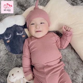 Đồ bộ dài tay len tăm cho bé [Giá hủy diệt] bộ thun gân dài bé trai gái minky xuất hàn tặng nón củ tỏi loại tốt xịn xò