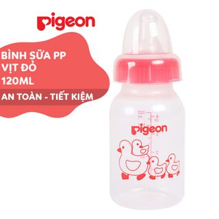 Bình sữa Pigeon 120ml cổ hẹp PP tiêu chuẩn Vịt đỏ D11221106