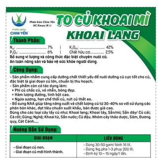 Combo 20 gói Phân bón To củ khoai mì khoai lang nuôi củ lớn nhanh, hạn chế thối củ, nứt củ, to củ, dài củ, hàm lượng tinh bột cao, nặng ký.