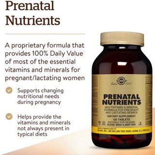 Viên Uống Prenatal Nutrients Solgar- Viên Tổng Hợp Cho Phụ Nữ Mang Thai Và Cho Con Bú (120 Viên)