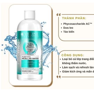 [ Mua 6 tặng 1 ] Nước Tẩy Trang Không Cồn Eveline Dành Cho Da Dầu Và Hỗn Hợp 400ml