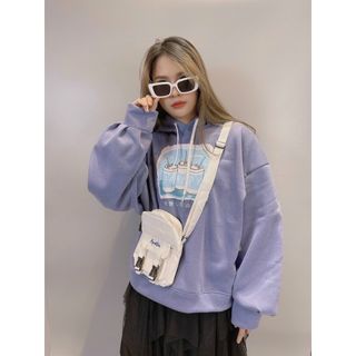 Áo hoodie tay phồng cánh dơi in 3 lon nước trẻ trung, năng động