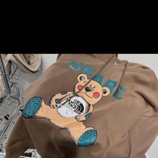 Áo hoodie tay phồng cánh dơi in Gấu trẻ trung, năng động