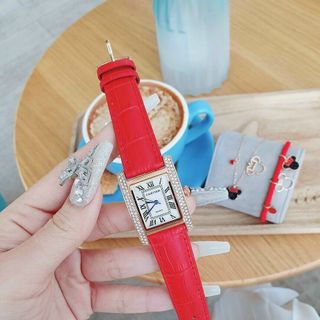 SET ĐỒNG HỒ CARTlER NỮ ĐỎ XINH XINH