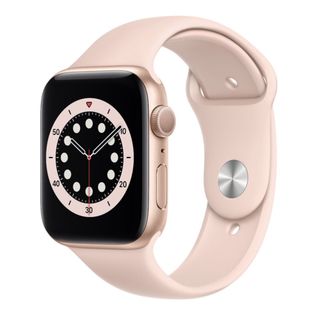 Đồng hồ AW S6 44mm GPS Vàng Gold viền nhôm, dây cao su Hồng nhạt giá sỉ