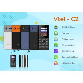Điện thoại di động Vtel C2 - Chữ Siêu To, 2 SIM (Màu Trắng và Xám) - Hàng Nhập Chính Thức, Bảo Hành 12 Tháng