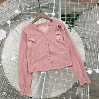 Áo kiểu dạ ô bèo cánh tiên. Áo kiểu tay viền bèo xĩu
