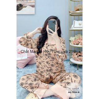 Đồ bộ nữ tay dài cao cấp chất vải Mango TD34 - Hí