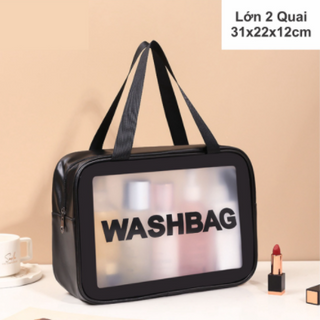 Túi Đựng Mỹ Phẩm Wasbag Hồng 2 Quai Xách Quy Cách 31x22x12cm