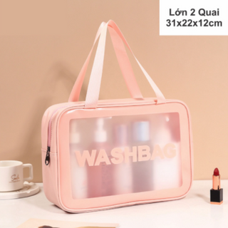 Túi Đựng Mỹ Phẩm Wasbag Hồng 2 Quai Xách Quy Cách 31x22x12cm
