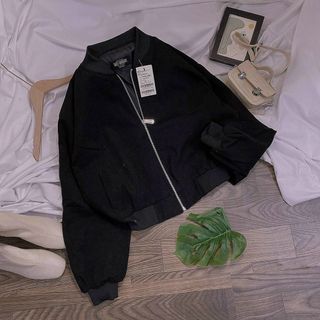 Áo khoác da lộn 2 lớp kiểu bomber đẹp