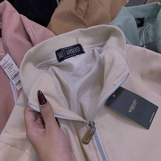 Áo khoác da lộn 2 lớp kiểu bomber đẹp