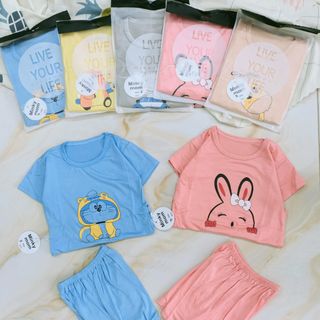 bộ minki mon cộc tay chất liệu vải cotton mềm mịn cho trẻ 6-16kg