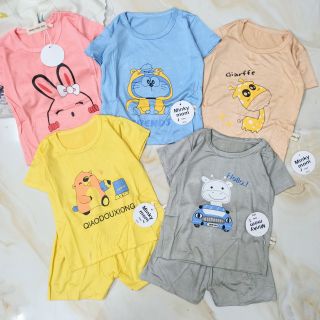 bộ minki mon cộc tay chất liệu vải cotton mềm mịn cho trẻ 6-16kg