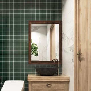 Gương treo phòng tắm vân gỗ cao cấp chống ố KT 42x72