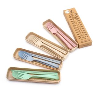 Bộ 4 món đũa muỗng nỉa nguyên liệu lúa mì full box in logo theo yêu cầu , ( GIÁ TẬN XƯỞNG , GIÁ LUÔN THƯƠNG LƯỢNG ) )