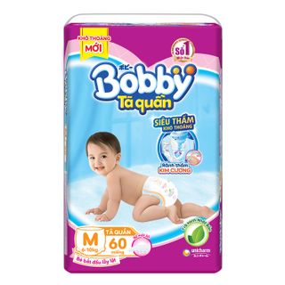 Tã quần Bobby M60, L52, XL48, XXL44, XXXL34 siêu thấm khô thoáng giá sỉ