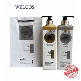 Cặp Dầu Gội Xả Collagen Vinge 1000ML chính hãng