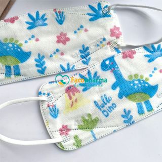 Khẩu trang cho bé KA99 trẻ em 4D Khánh An 4 lớp kháng khuẩn đến 99% in hình dễ thương