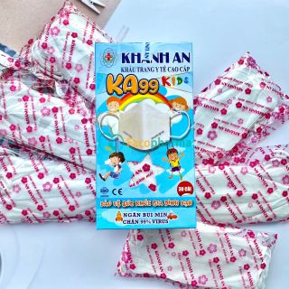 Khẩu trang cho bé KA99 trẻ em 4D Khánh An 4 lớp kháng khuẩn đến 99% in hình dễ thương