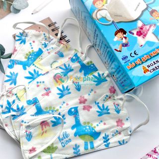 Khẩu trang cho bé KA99 trẻ em 4D Khánh An 4 lớp kháng khuẩn đến 99% in hình dễ thương