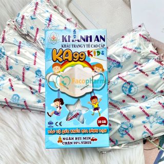 Khẩu trang cho bé KA99 trẻ em 4D Khánh An 4 lớp kháng khuẩn đến 99% in hình dễ thương