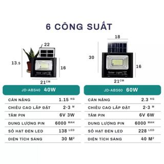 Đèn năng lượng mặt trời JD ABS 60W giá rẻ giá sỉ