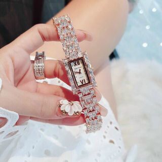 ĐỒNG HỒ ROYAL CROW MẶT CHỮ NHẬT HỒNG CAO CẤP SALE