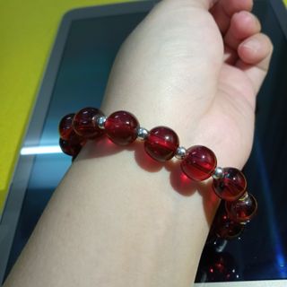 Vòng tay màu đỏ mix kim loại chuỗi đeo tay