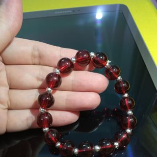 Vòng tay màu đỏ mix kim loại chuỗi đeo tay