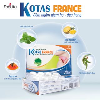 Viên ngậm giảm ho, viêm họng, phù nề, sưng tấy vùng mặt - KOTAS FRANCE - Hộp 20 viên giá sỉ