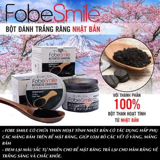 Bột than trắng răng Nhật Bản + Tặng bàn chải Plus 365- Fobe Smile- Hũ 30gr giá sỉ